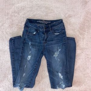 American Eagle Ripped High Rise Skinny Jeans